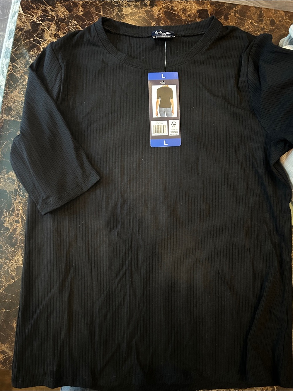 Splendid Black Women’s Ribbed Crewneck Shirt